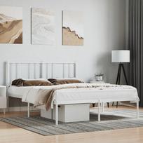 lova remas 140x200 - vidaXL Metalinis lovos rėmas su galvūgaliu, 140x200 cm, baltas (White) - 1 nuotrauka