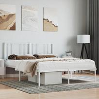 lova remas 140x200 - vidaXL Metalinis lovos rėmas su galvūgaliu, 140x200 cm, baltas (White) - 2 nuotrauka