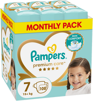 Pampers Premium Care, 7 dydis, 15+ kg, 108 vnt.