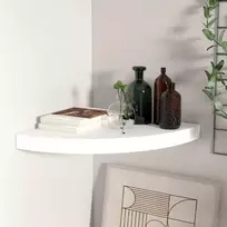 vidaXL Pakabinama kampinė lentyna, balta (White)