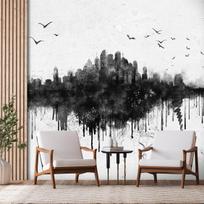 Fototapetas Artgeist Big city - abstract city skyline in black watercolour style, 175 cm x 250 cm