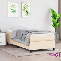 miegamojo lovos rem - vidaXL Lovos rėmas be čiužinio, kreminė (Cream), 100x200 cm, audinys - 2 nuotrauka