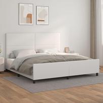 vidaXL Lovos rėmas su galvūgaliu, balta (White), 200x200 cm, dirbtinė oda