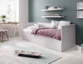 dvigules istraukiamos lovos - Lova ADRK Furniture Hela II, 80x200 cm, balta (White) - 2 nuotrauka