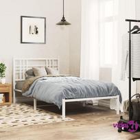 miegamojo lovos rem - vidaXL Metalinis lovos rėmas su galvūgaliu, 90x200 cm, baltas (White) - 1 nuotrauka