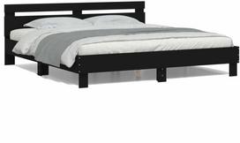 vidaXL Lovos rėmas su galvūgaliu ir LED, juodas (Black), 160x200 cm