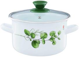 Emaliuotas puodas su dangčiu Eukaliptus 22 cm 5 l EMALIA OLKUSZ