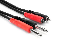 ts 6.35mm - Hosa CPR-203 2 x TS 6.35mm - 2 x RCA kabelis 3m Juodas (Black) - 2 nuotrauka
