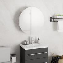 vidaXL Vonios kambario spintelė su veidrodžiu/LED, balta (White)