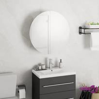 spintele su led veidrodziu - vidaXL Vonios kambario spintelė su veidrodžiu/LED, balta (White) - 2 nuotrauka