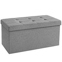 tamsios spintos - Songmics Suoliukas su daiktadėže 76 cm, šviesiai pilkas (Light Gray) - 3 nuotrauka