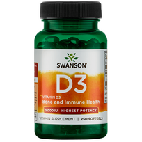 linu semenu aliejus - Swanson Vitaminas D3 5000TV N250 - 1 nuotrauka