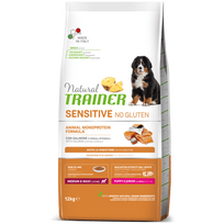 NATURAL TRAINER Sausas šunų maistas DOG SENSITIVE No Gluten PUPPY&JUNIOR Medium/Maxi SALMON lašiša 12kg