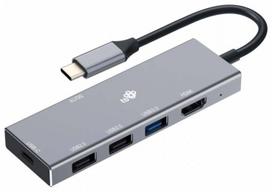 Adapteris TB USB-C - 3 x USB/USB-C/HDMI/SD/TF USB-C male, 3 x USB/USB-C/HDMI/SD/TF female, grafito