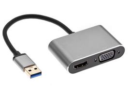 Adapteris RoGer RO-DGK-2IN1-2, HDMI/VGA/USB Type A, pilka
