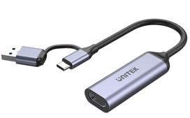 video grabber - Adapteris Unitek Grabber USB-C/USB, HDMI 1.4b, sidabro/juoda - 1 nuotrauka