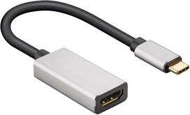 usb type c to hdmi - Adapteris Goobay USB Type-C, HDMI, 0.15 m, sidabro/juoda - 1 nuotrauka