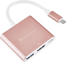 hdmi female hdmi male - Adapteris SilverStone USB-C - HDMI/USB/USB-C USB-C male, HDMI/USB/USB-C female, rožinė - 1 nuotrauka