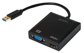 Adapteris Logilink USB 3.0, VGA / HDMI, juoda