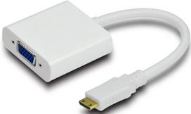 hdmi type c to hdmi - Adapteris MicroConnect Mini HDMI to VGA VGA Male, Mini HDMI female, balta - 1 nuotrauka