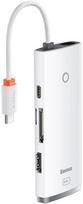baseus hdmi - Adapteris Baseus USB-C - 2xUSB/USB-C/HDMI/SD/MicroSD USB-C male, 2xUSB/USB-C/HDMI/SD/MicroSD female, balta - 1 nuotrauka