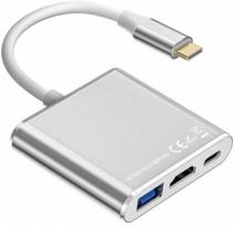 Adapteris TB USB-C - USB/HDMI/USB-C USB-C male, USB/HDMI/USB-C female, sidabro