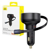 usb c lightning - Baseus Enjoyment Pro 55W Automobilinis Įkroviklis su Ištraukiamu Kabeliu Lightning + USB-C, Juodas (Black) - 2 nuotrauka