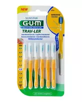 gum travler - G.U.M. Trav-Ler tarpdančių šepetėliai, 1,3 mm, 6 vnt. - 1 nuotrauka