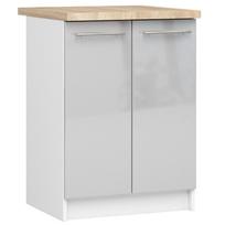 olivia virtuve - Apatinė virtuvinė spintelė Akord Furniture Factory Oliwia S60 2D, balta/sidabro, 46 cm x 60 cm x 85 cm - 1 nuotrauka