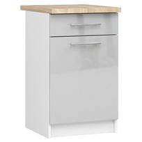 olivia virtuve - Apatinė virtuvinė spintelė Akord Furniture Factory Oliwia S50 SZ1, balta/sidabro, 46 cm x 50 cm x 85 cm - 1 nuotrauka