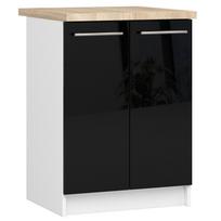 Apatinė virtuvinė spintelė Akord Furniture Factory Oliwia S60 2D, balta/juoda, 46 cm x 60 cm x 85 cm