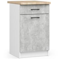 olivia virtuve - Apatinė virtuvinė spintelė Akord Furniture Factory Oliwia S50 SZ1, balta/pilka, 46 cm x 50 cm x 85 cm - 1 nuotrauka