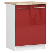 olivia virtuve - Apatinė virtuvinė spintelė Akord Furniture Factory Oliwia S60 2D, balta/raudona, 46 cm x 60 cm x 85 cm - 1 nuotrauka