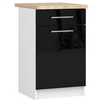 olivia virtuve - Apatinė virtuvinė spintelė Akord Furniture Factory Oliwia S50 SZ1, balta/juoda, 46 cm x 50 cm x 85 cm - 1 nuotrauka