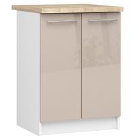 olivia virtuve - Apatinė virtuvinė spintelė Akord Furniture Factory Oliwia S60 2D, balta/šviesiai ruda, 46 cm x 60 cm x 85 cm - 1 nuotrauka