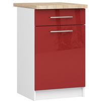 olivia virtuve - Apatinė virtuvinė spintelė Akord Furniture Factory Oliwia S50 SZ1, balta/raudona, 46 cm x 50 cm x 85 cm - 1 nuotrauka