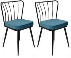 Kėdžių rinkinys Kalune Design 952 V2 974NMB1725, matinė, mėlyna/juoda, 42 cm x 43 cm x 82 cm