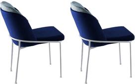Kėdžių rinkinys Kalune Design Dore 123 974NMB1196, balta/tamsiai mėlyna, 55 cm x 54 cm x 86 cm