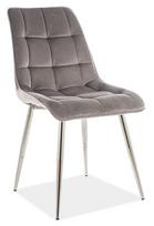 chic kede - Valgomojo kėdė Chic Velvet, pilka/chromo, 50 cm x 43 cm x 88 cm - 1 nuotrauka