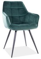 Valgomojo kėdė Lilia Velvet, juoda/žalia, 59 cm x 45 cm x 90 cm