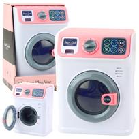 Lean Toys Vaikiška žaislinė skalbimo mašina su besisukančiu būgnu, balta/rožinė (White/Pink)