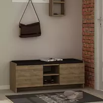 batu suoliukas su lentyna - Kalune Design Batų spintelė Zulla, tamsaus ąžuolo (Dark Oak) - 2 nuotrauka