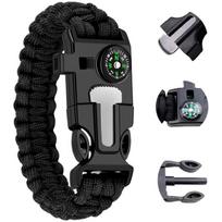 Survivor 5 in 1 apyrankė su kompasu, peiliu ir virve, Juoda (Black)