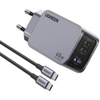 ugreen gan 65w - UGREEN Nexode Pro 65W GaN Charger su USB-C kabeliu (Juodas/Black) - 2 nuotrauka