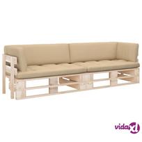 paleciu baldas - Lauko baldų komplektas vidaXL Dvivietė sofa iš palečių su pagalvėlėmis, ruda (Brown) - 2 nuotrauka