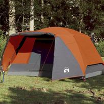 vidaXL Šeimos palapinė su veranda, pilka/oranžinė (Gray/Orange), šešiavietė