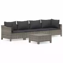 Lauko baldų komplektas vidaXL Sodo komplektas su pagalvėlėmis, pilkas (Gray), 5 dalių