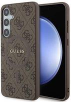 Guess 4G Collection Leather Metal Logo MagSafe dėklas Samsung Galaxy S24+ - Rudas (Brown)