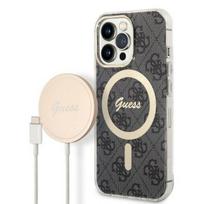 wireless magsafe charger - Guess "4G Print MagSafe Case + Wireless Charger for Apple iPhone 13 Pro" Juodas (Black) - 1 nuotrauka