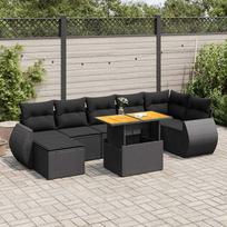 Lauko baldų komplektas vidaXL, juodas (Black), 8 dalių